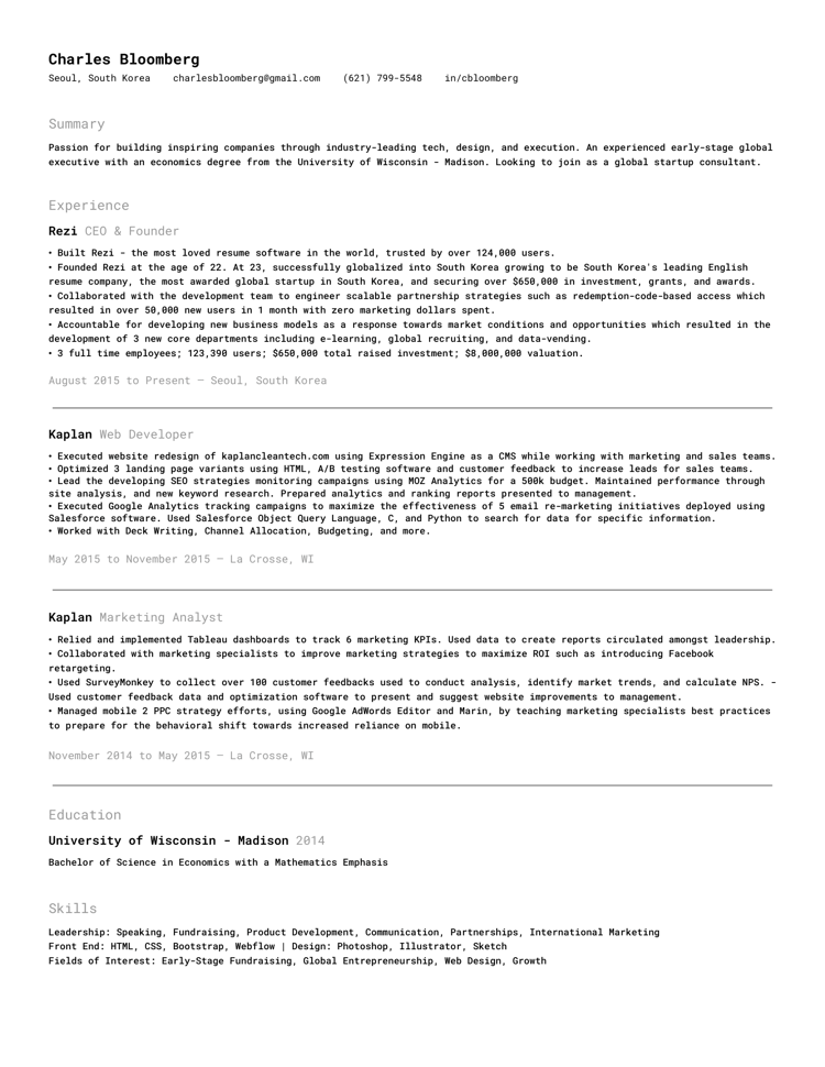 Dev Compact resume template