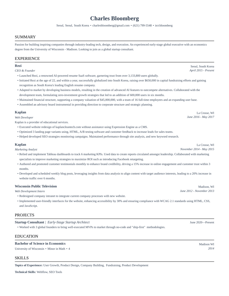 Jake's Resume resume template