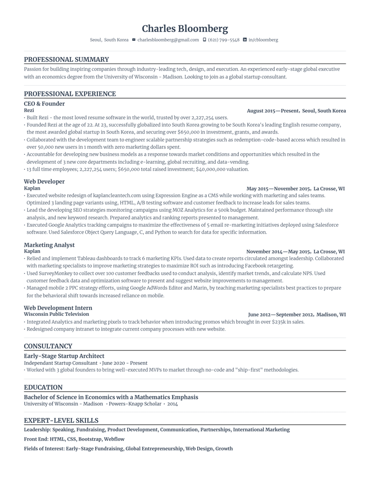Standard resume template