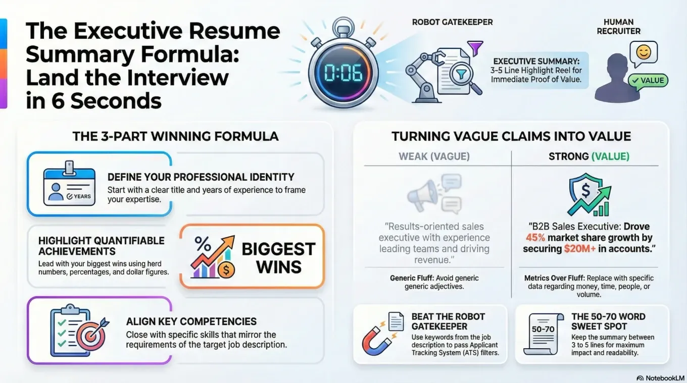 The executive resume summary formula