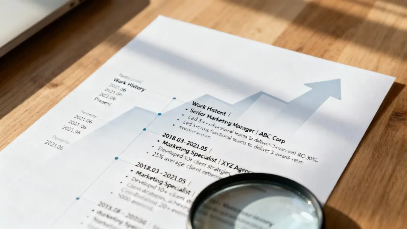 A sample chronological resume format showing a clear timeline of work experience.