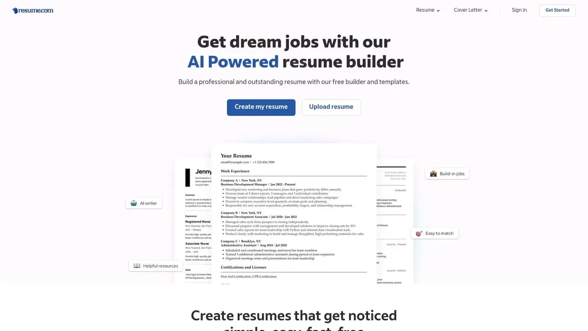 7 Essential AI Based Resume Builder Free Tools for 2025 - Resume.com