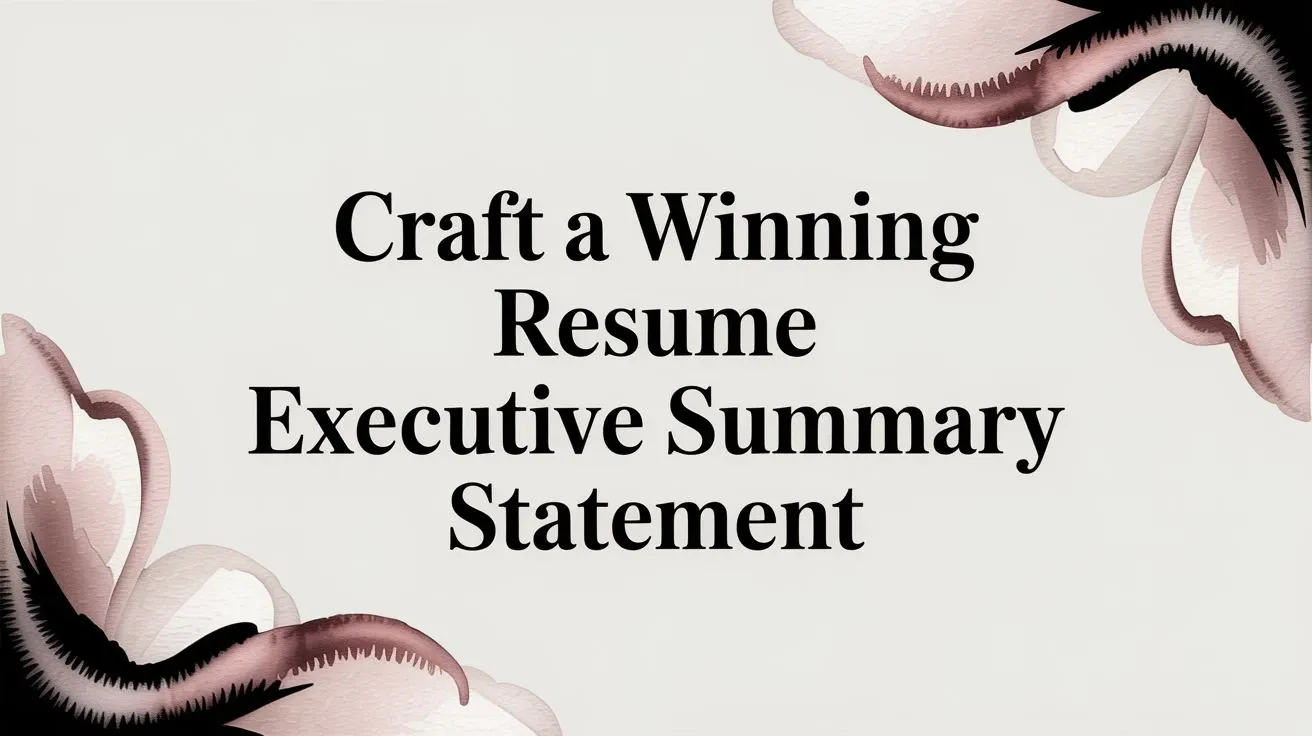 Craft a Winning Resume Executive Summary Statement