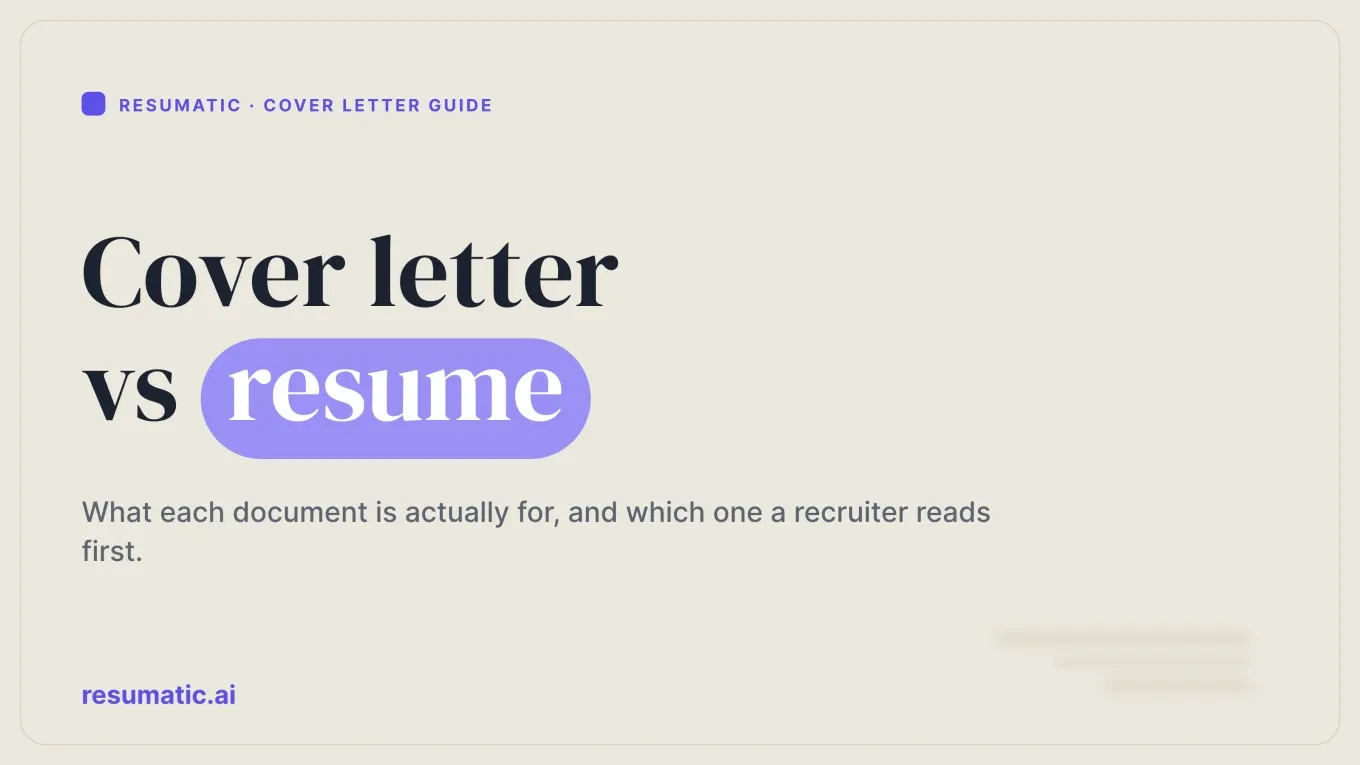 Cover Letter vs Resume: What Each One Is Actually For