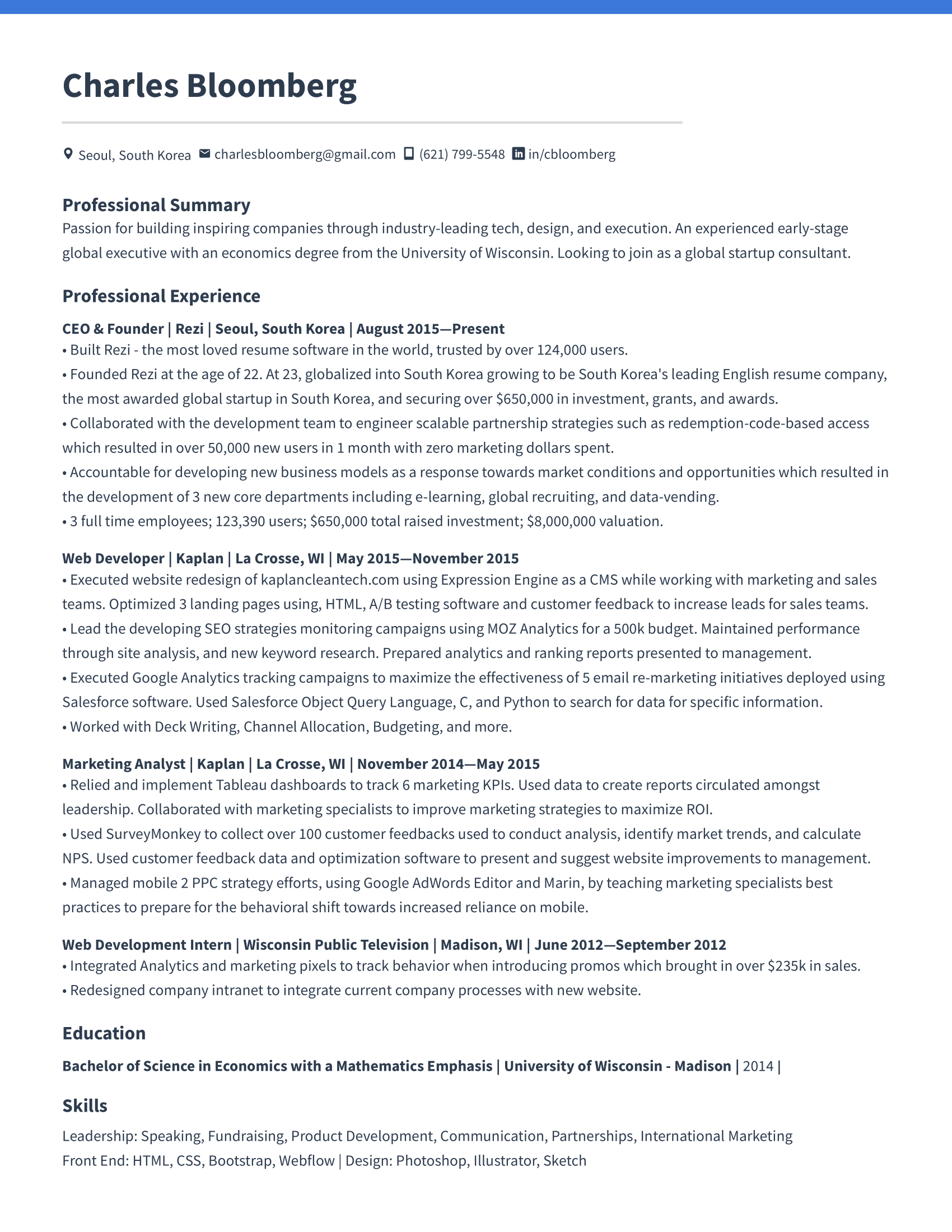 Bold resume template